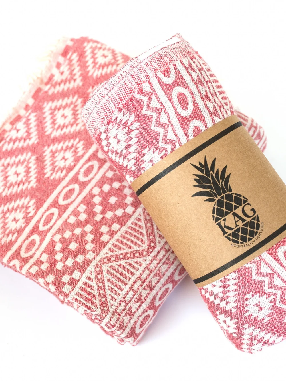 Red Geometric Turkish-Style Throw Blanket